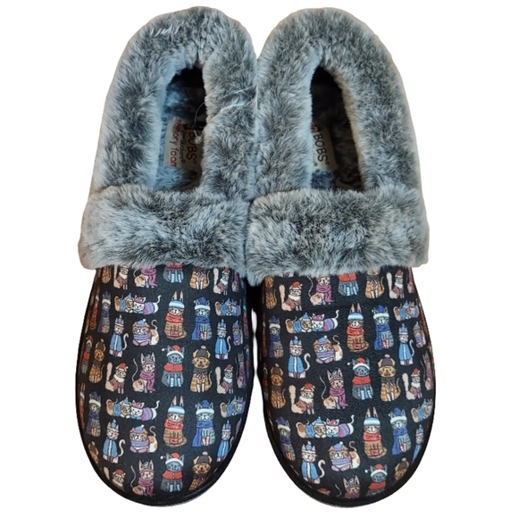 BOBS from Skechers Shoes - Bobs For Cats From Skechers Winter Cat Faux Fur Lined Vegan Memory Foam Slippers